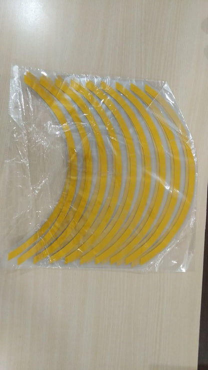 Car Bike Tyre & Body Reflective Stickers (18 stripes of Yellow Colour)