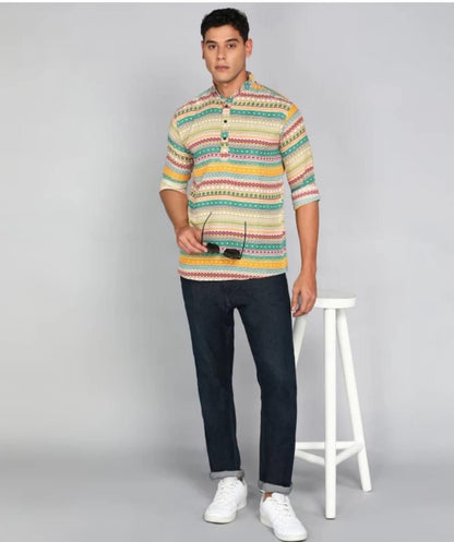 Men's Printed Spread Collar Casual Shirt Multicolor